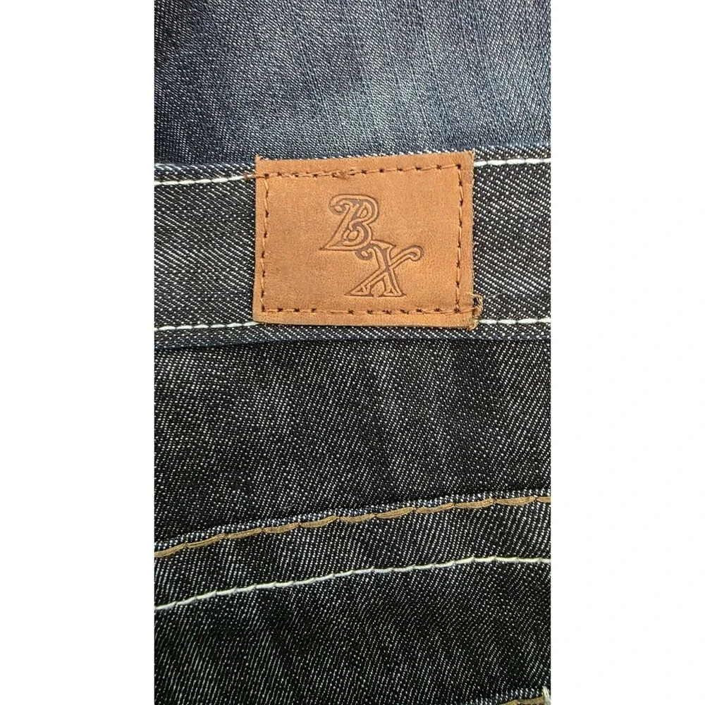 Brooklyn Xpress Mens Straight Leg Jeans Dark Wash Blue Denim W38 L32 Y2K Style